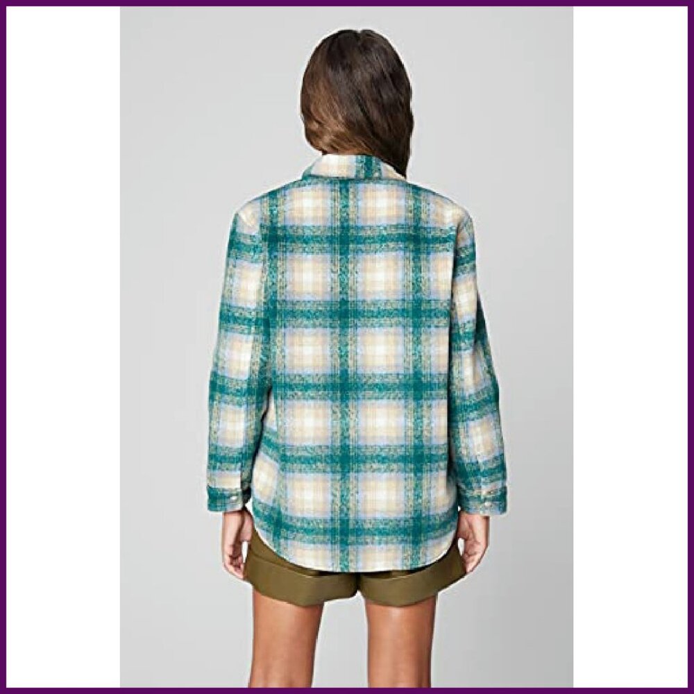 Medium Plaid Shacket Jacket, Polyester Spandex Bl… - image 5